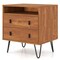 Walnut 2-Drawer Nightstand with Storage Compartment Mid Century Modern
